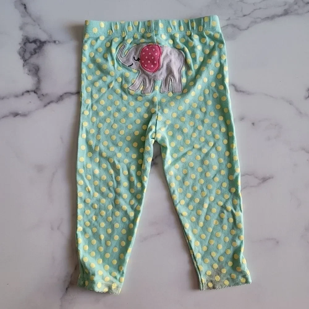 Thai leggings baby girls pants plaid casual elepha
